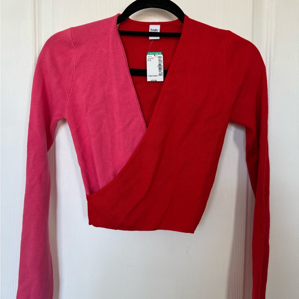 Twik Bold Red and Pink Wrap Top